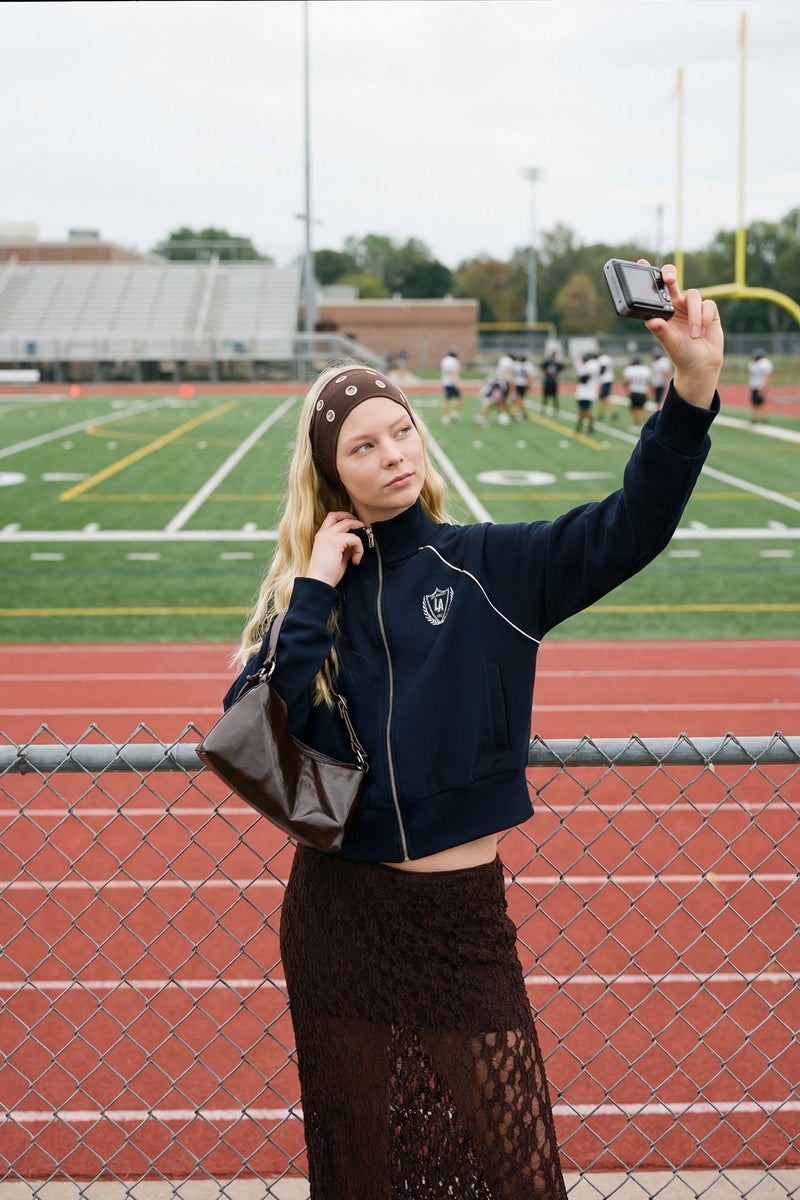 DeFacto Blue Woman Loose Fit Half Turtleneck Thick Fabric Zip-Up Sweatshirt Casual - Image 2